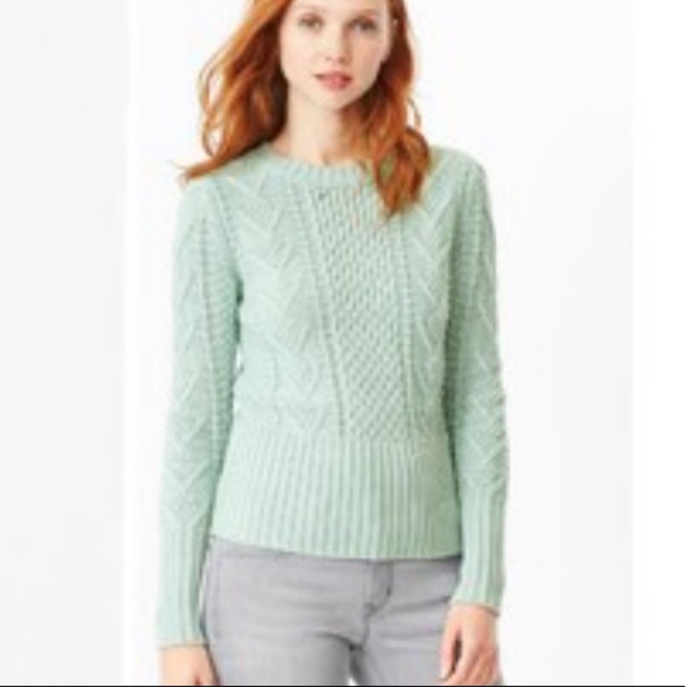 GAP Mint Pastel Cable Knit Chunky Sweater Small